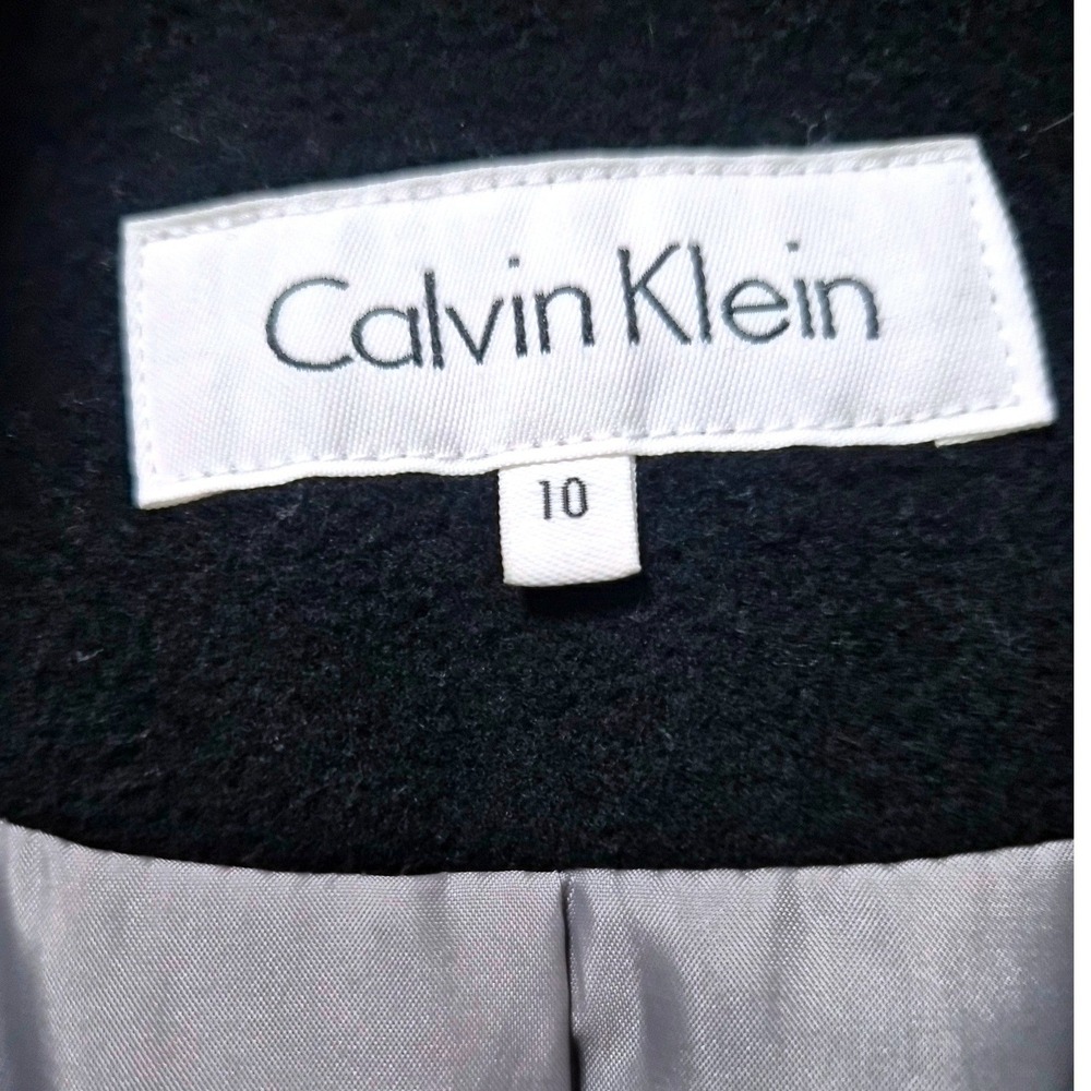 Calvin Klein Black  Blend Double Breasted Pea Coat Womens Size 10 - Picture 3 of 7